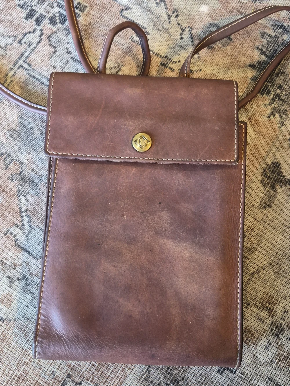 Classic Brown Leather Crossbody Phone Bag VINTAGE